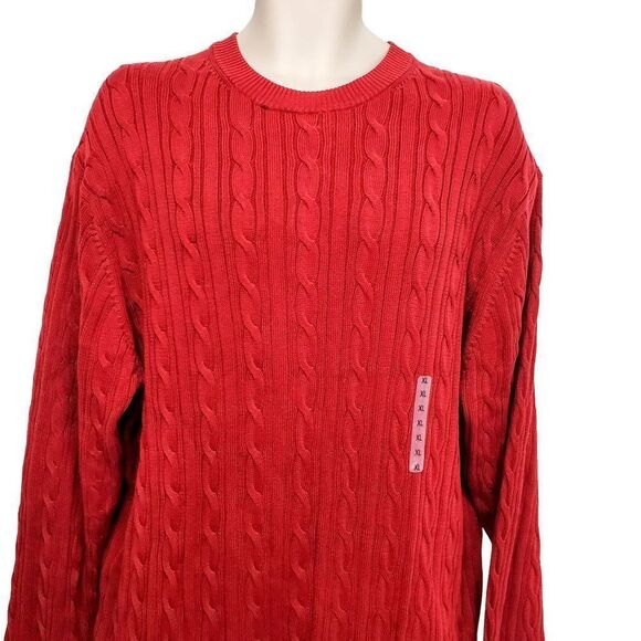 Mens RoundTree & Yorke Red XL Cable Sweater - Picture 2 of 8